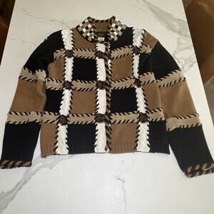 Vintage SUSAN BRISTOL Hand Embroidered Cardigan Womens Small Sweater Y2K EUC